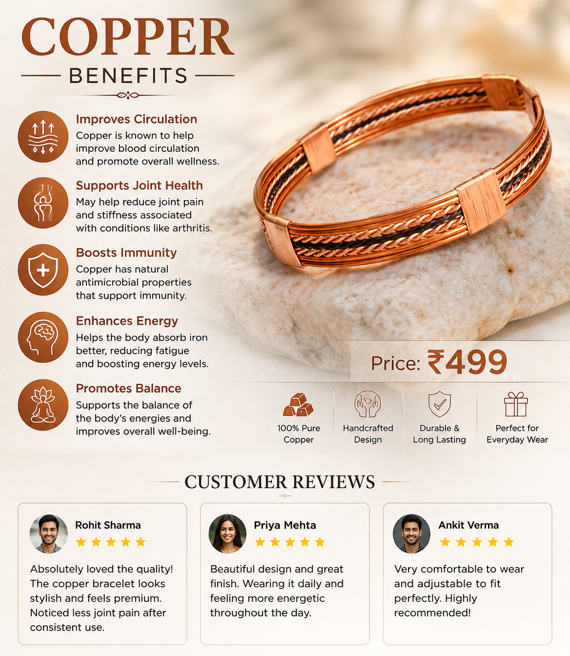 Pure Copper Healing Band/Kada