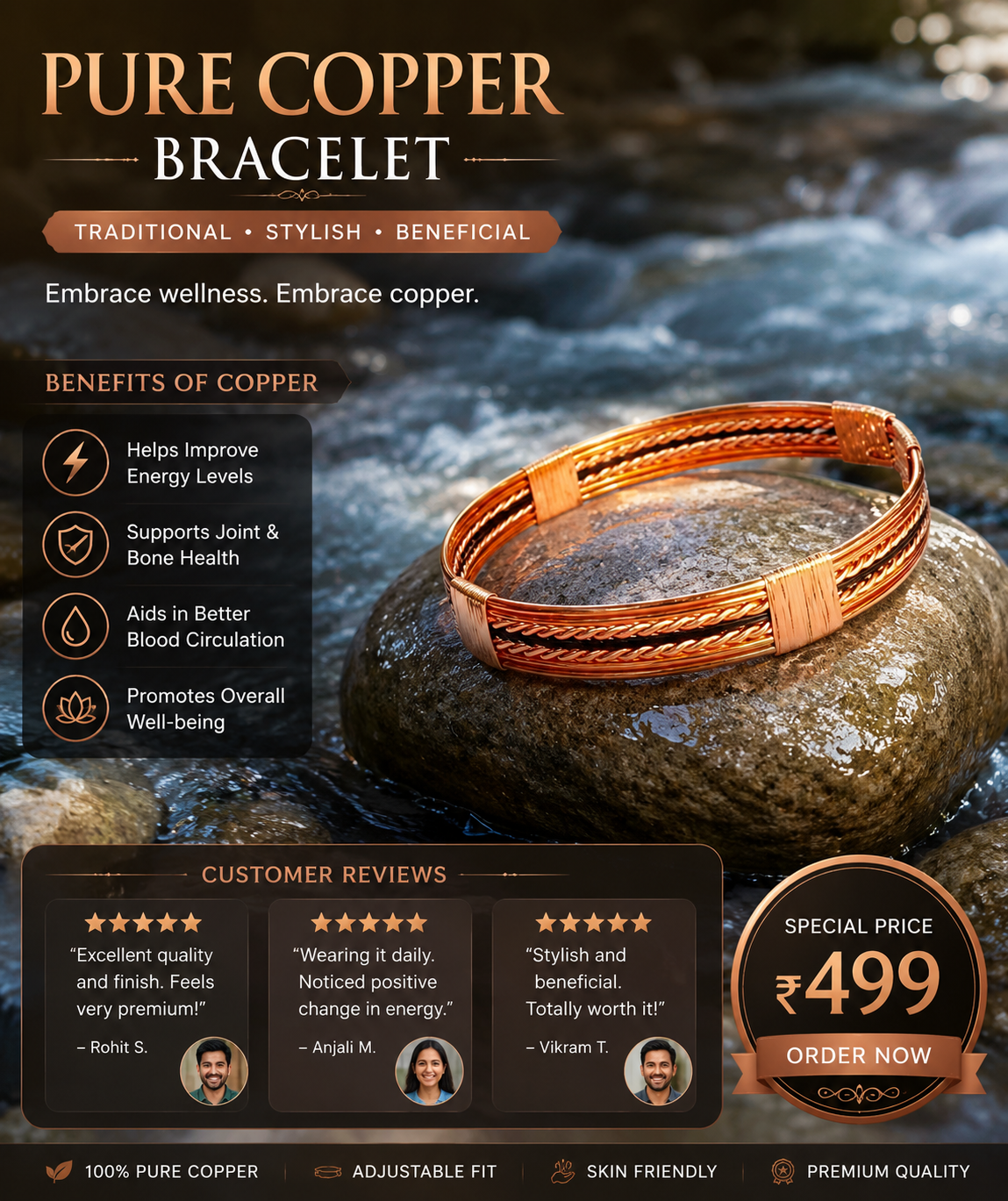 Pure Copper Healing Band/Kada