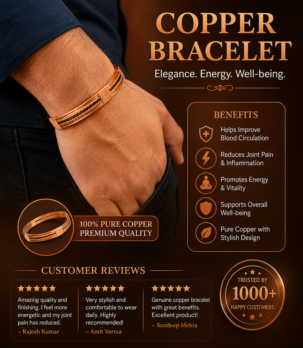 Pure Copper Healing Band/Kada
