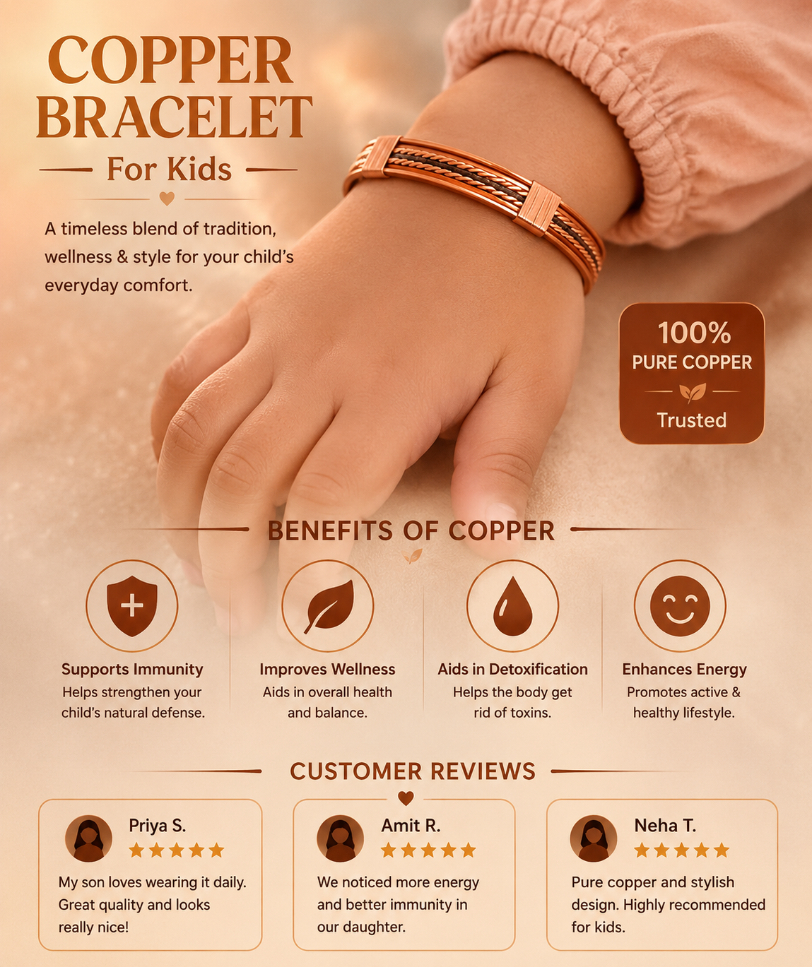Pure Copper Healing Band/Kada