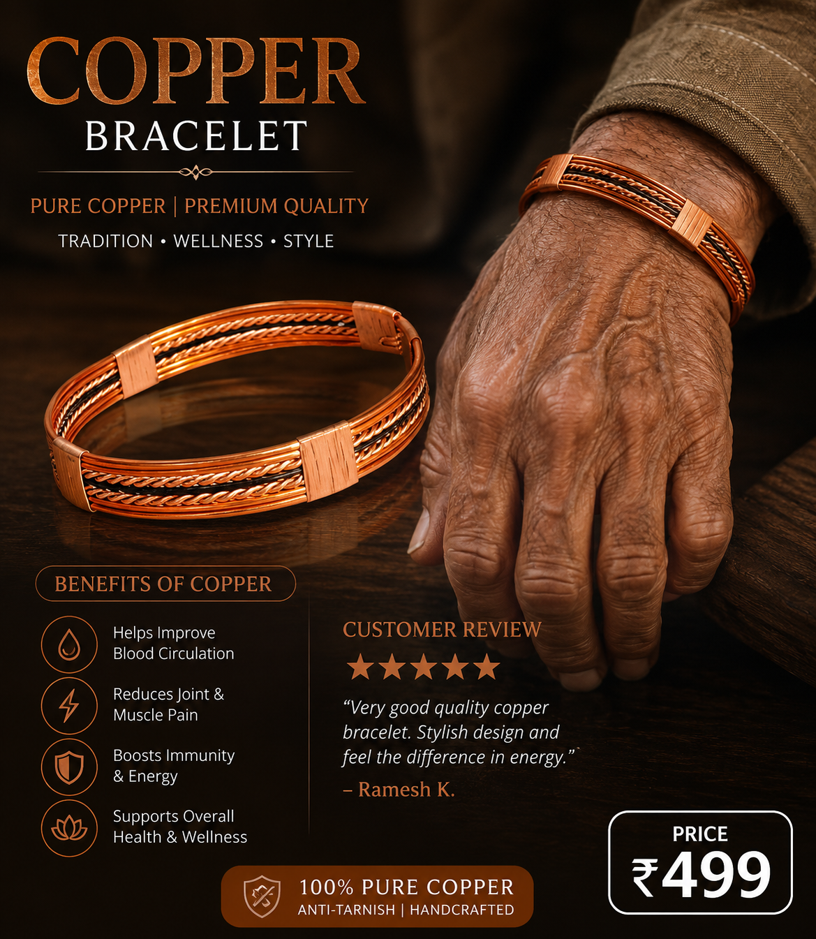 Pure Copper Healing Band/Kada