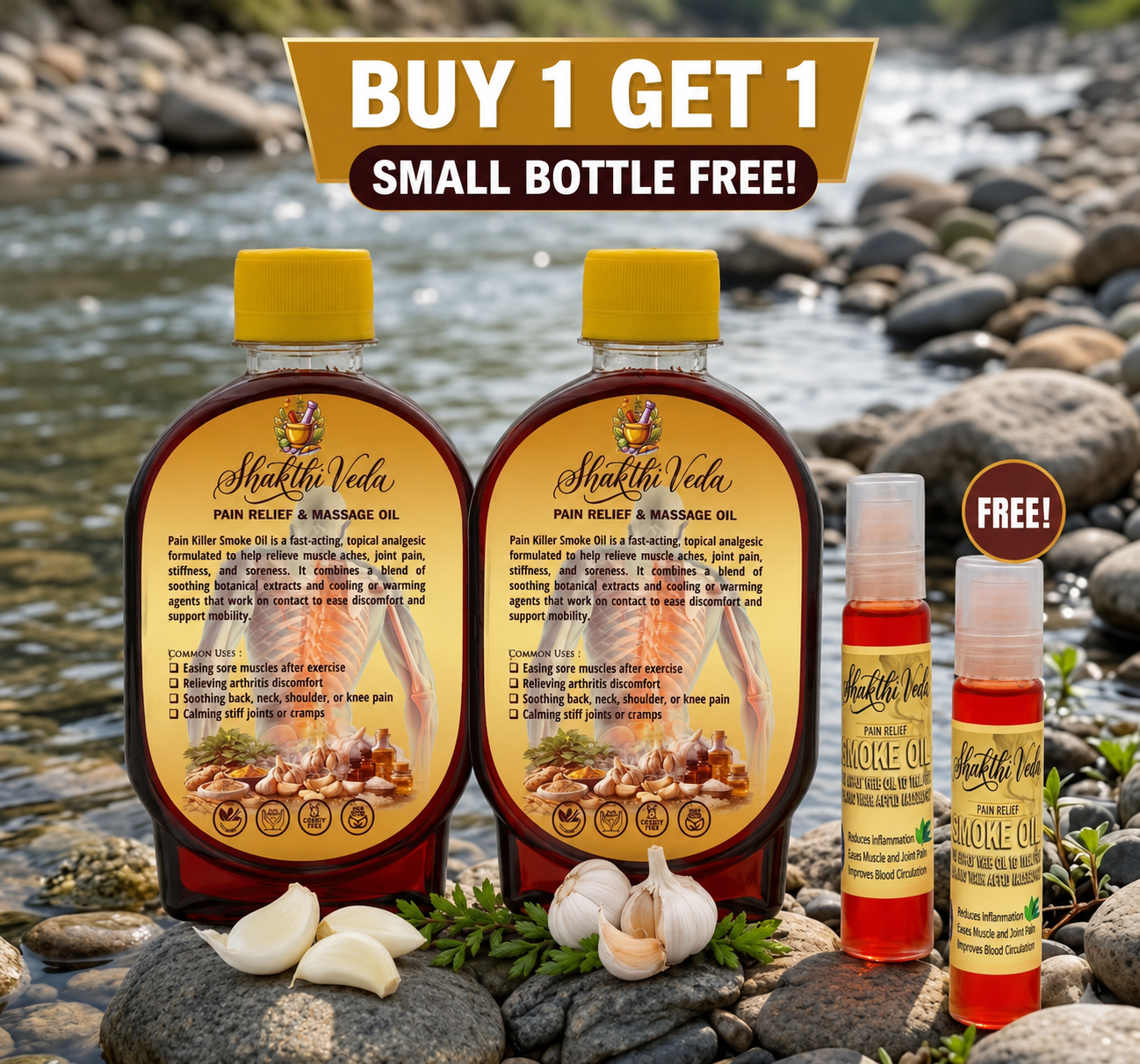 Shaktiveda Smoke Pain Relief & Massage Oil 🌿 [Buy 1 Get 1 FREE]