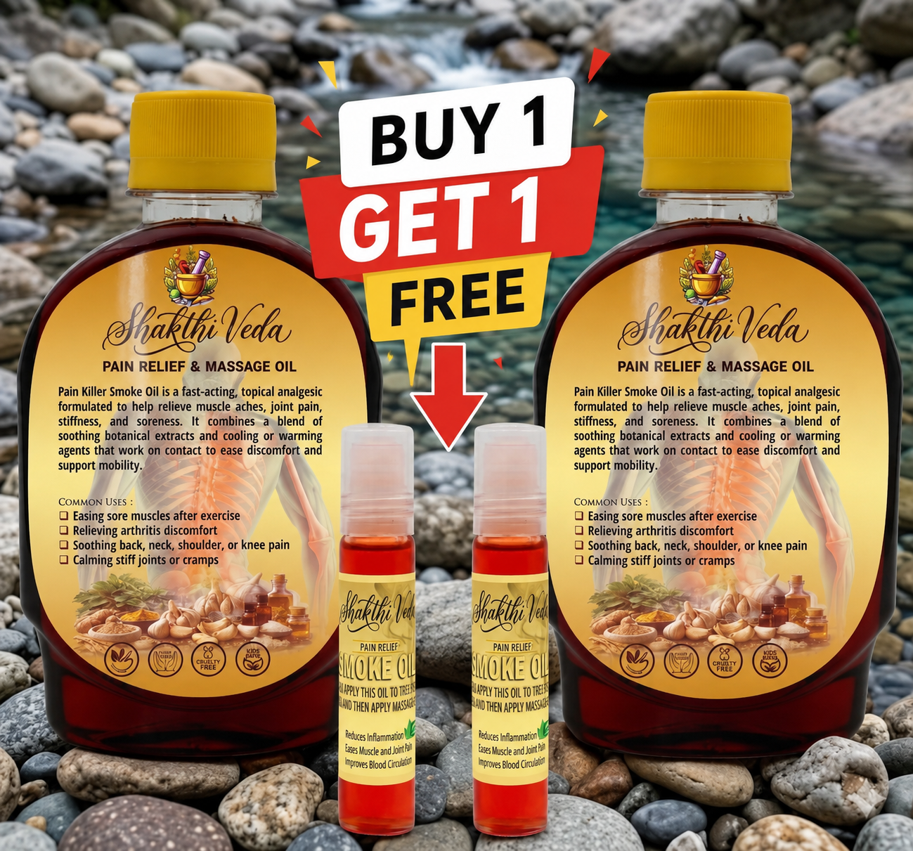 Shaktiveda Smoke Pain Relief & Massage Oil 🌿 [Buy 1 Get 1 FREE]